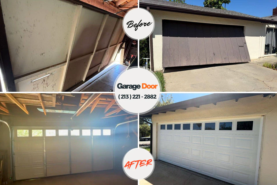 Before and after: garage door repair Primera, TX